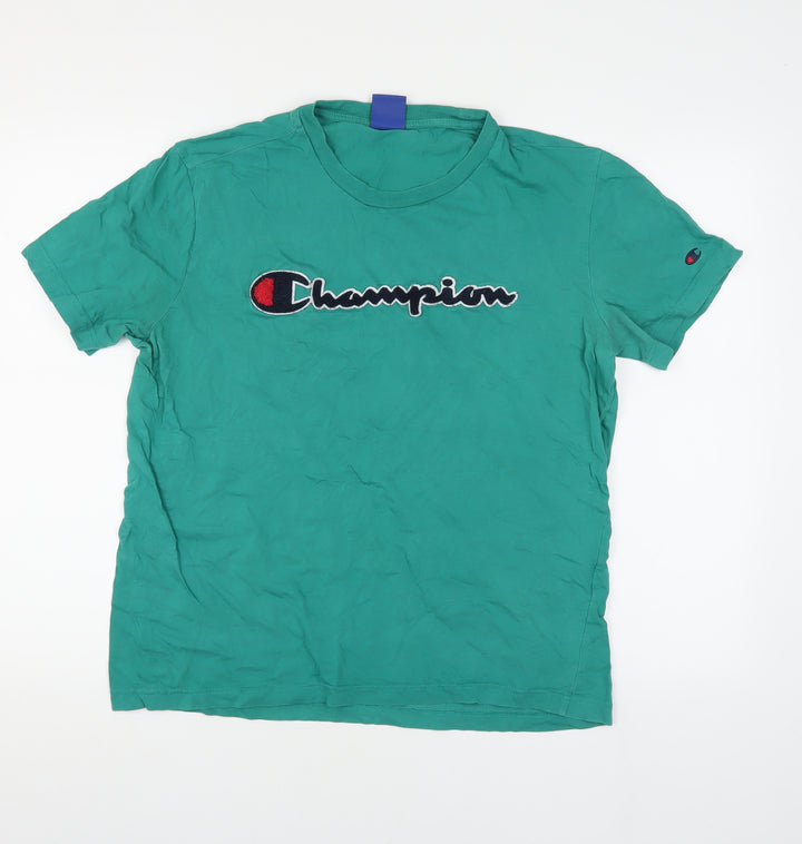 Champion Men’s Green Crew Neck Logo T-Shirt Size L