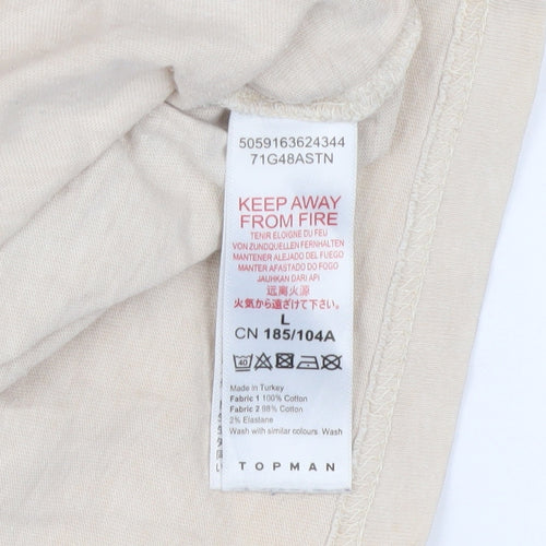 Topman Men's Beige Graphic Print T-Shirt L