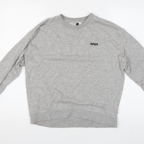 H&M Women's Grey Pullover Jumper M Crew Neck Casual