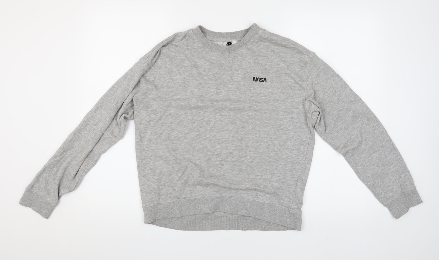 H&M Women's Grey Pullover Jumper M Crew Neck Casual