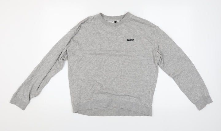 H&M Women's Grey Pullover Jumper M Crew Neck Casual