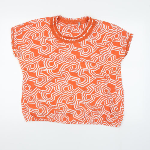 Next Womens Orange Geometric T-Shirt Size 20