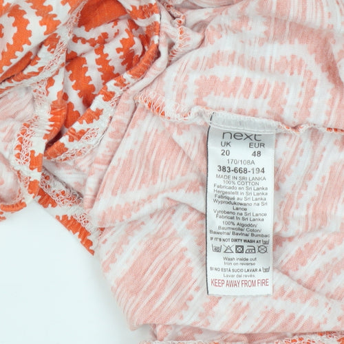 Next Womens Orange Geometric T-Shirt Size 20