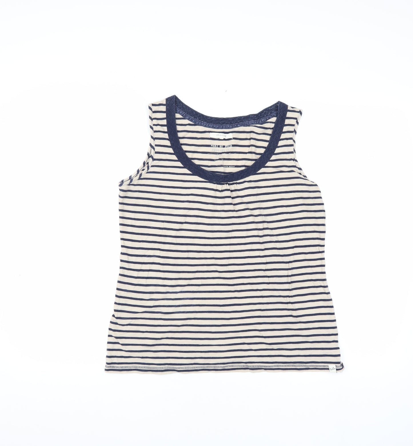 White Stuff Women's Blue Striped Tank, Size 12, Cotton