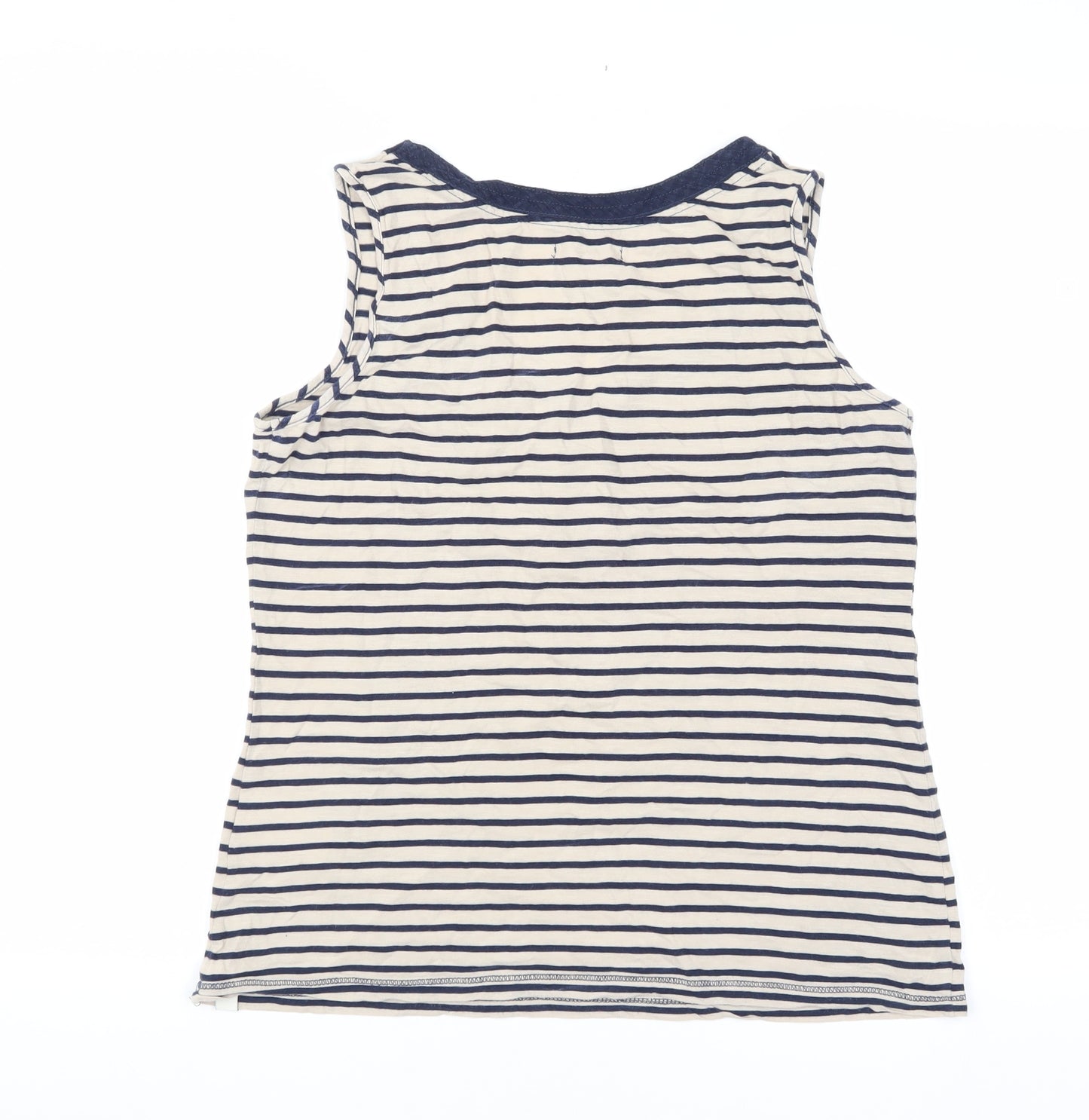 White Stuff Women's Blue Striped Tank, Size 12, Cotton