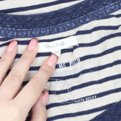 White Stuff Women's Blue Striped Tank, Size 12, Cotton