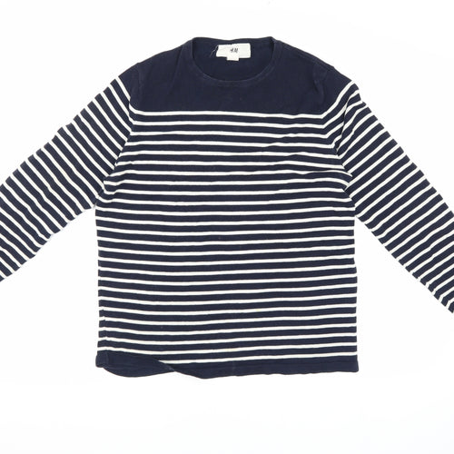 H&M Unisex Adults Blue Striped Pullover Jumper M