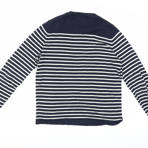 H&M Unisex Adults Blue Striped Pullover Jumper M