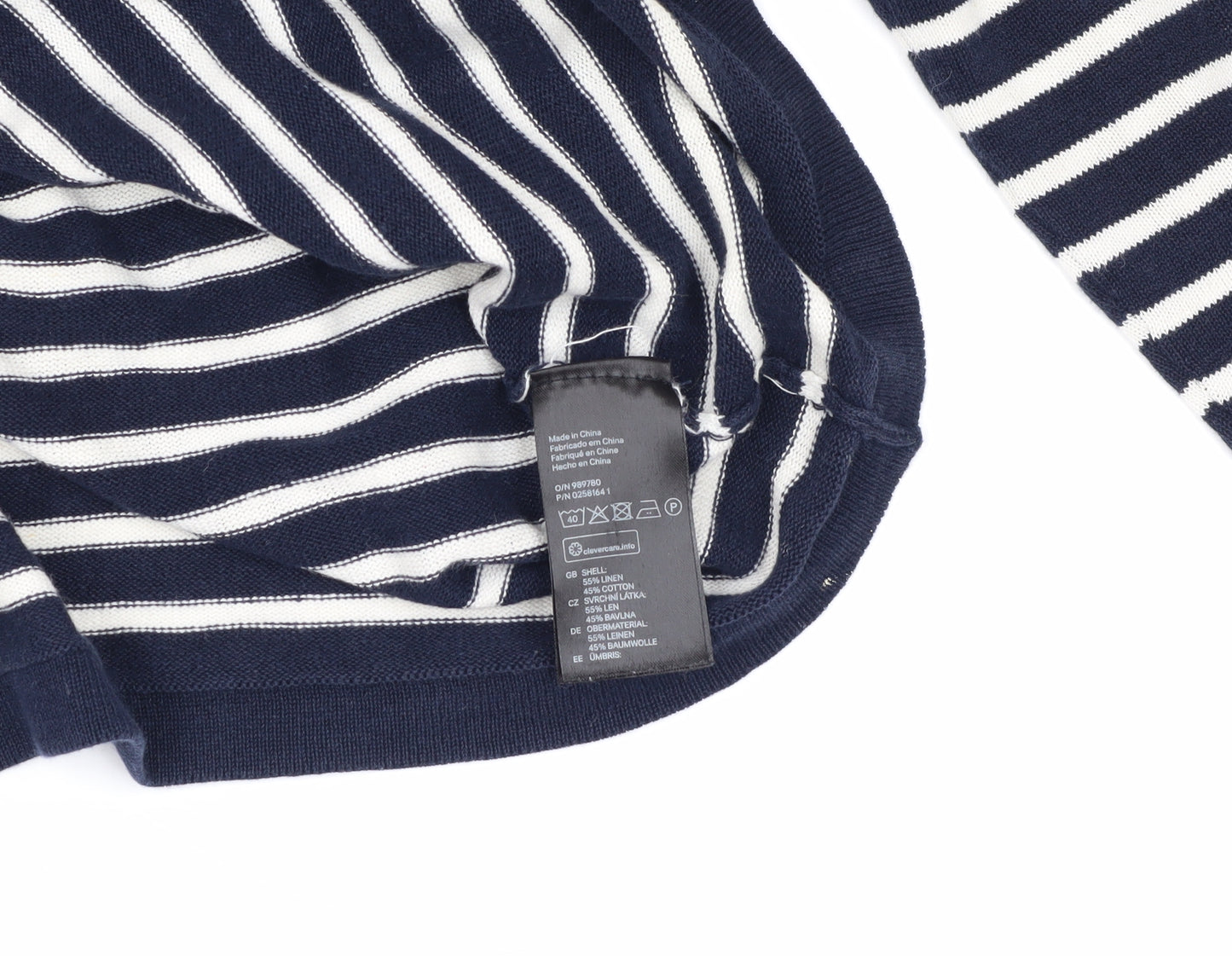 H&M Unisex Adults Blue Striped Pullover Jumper M