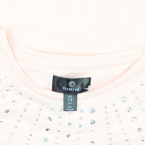 Firetrap Girls Pink Rhinestone T-Shirt - 13 Years, Casual & Chic