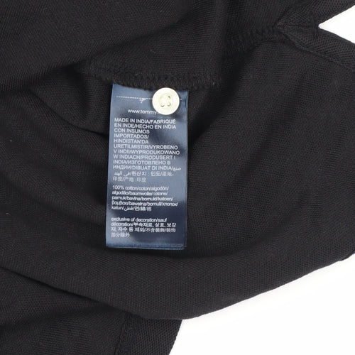 Tommy Hilfiger Men's Black Polo - Size L, Regular Fit