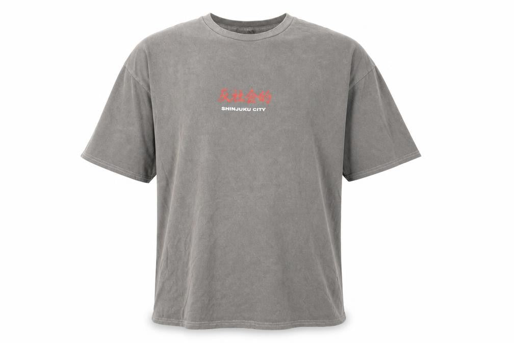 boohooMAN Grey Graphic Print Men's T-Shirt (L) Crew Neck