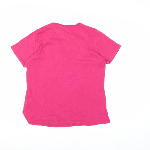 Isle Women's Pink Embroidered T-Shirt, Size M