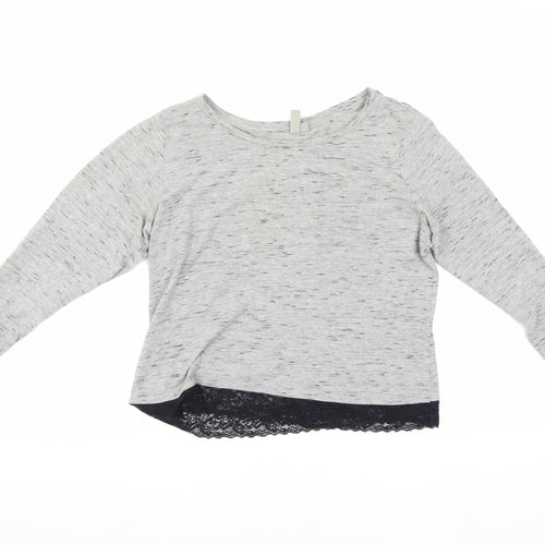 ASOS Women's Grey Long Sleeve Top with Lace Accents