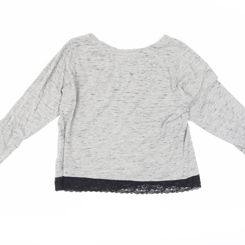 ASOS Women's Grey Long Sleeve Top with Lace Accents