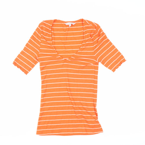 Red Herring Women's Orange Striped T-Shirt Size 10