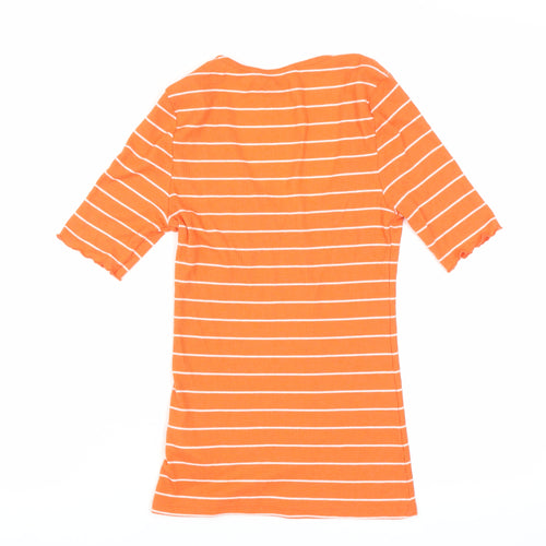 Red Herring Women's Orange Striped T-Shirt Size 10