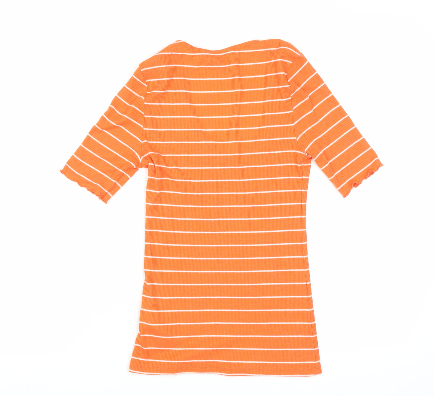 Red Herring Women's Orange Striped T-Shirt Size 10