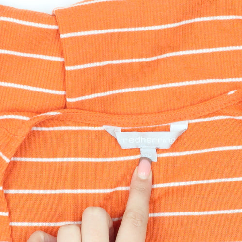 Red Herring Women's Orange Striped T-Shirt Size 10