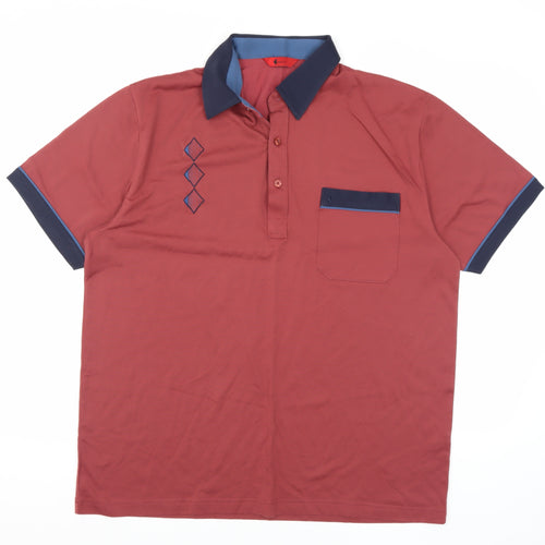 Gabicci Men's Red XL Polo Short Sleeve Collared Shirt