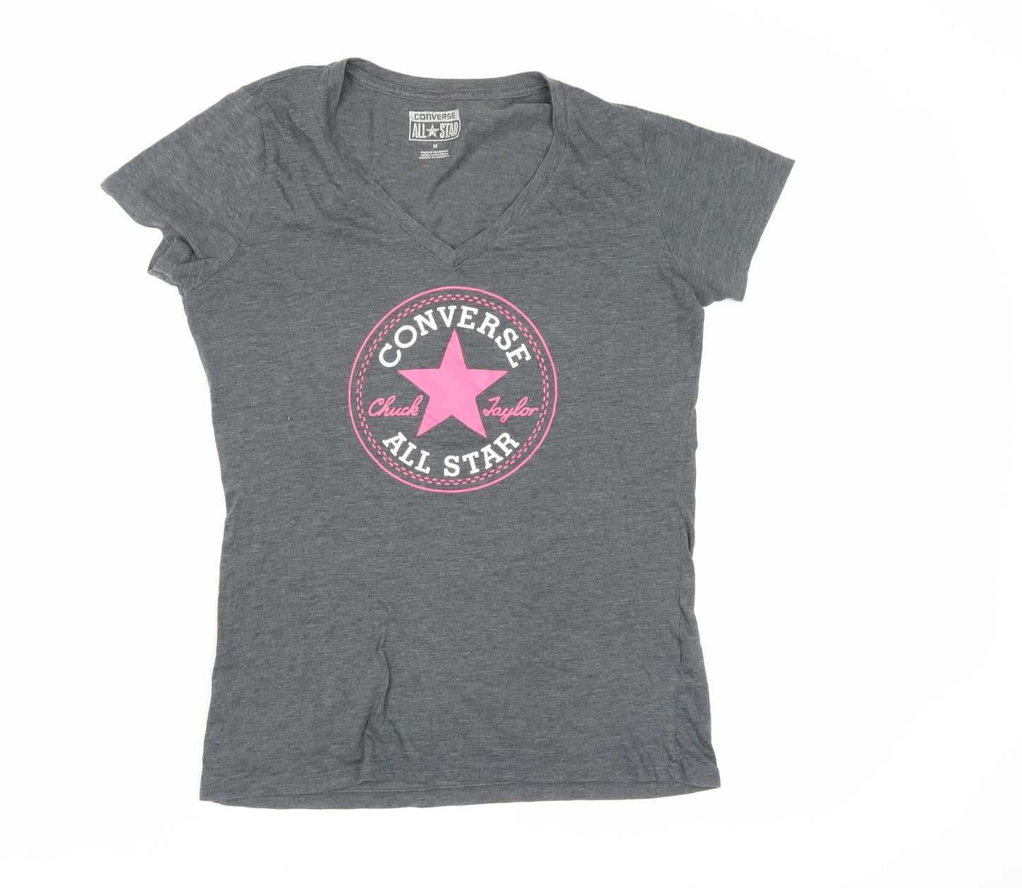 Converse Women's Grey V-Neck T-Shirt - Casual Style