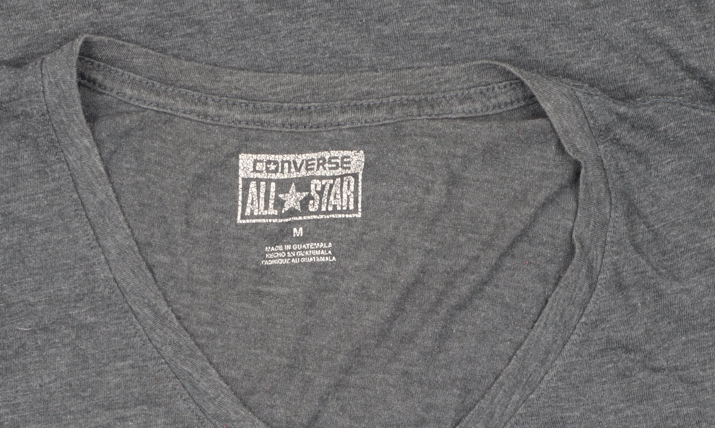 Converse Women's Grey V-Neck T-Shirt - Casual Style