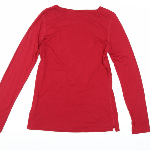 Jigsaw Women's Red Long Sleeve Basic T-Shirt L
