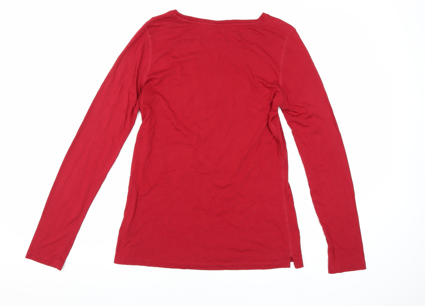 Jigsaw Women's Red Long Sleeve Basic T-Shirt L