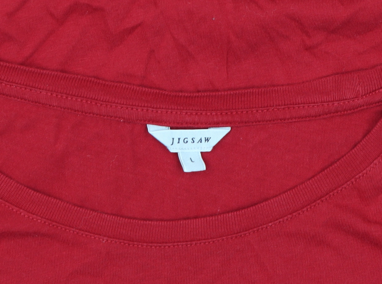 Jigsaw Women's Red Long Sleeve Basic T-Shirt L