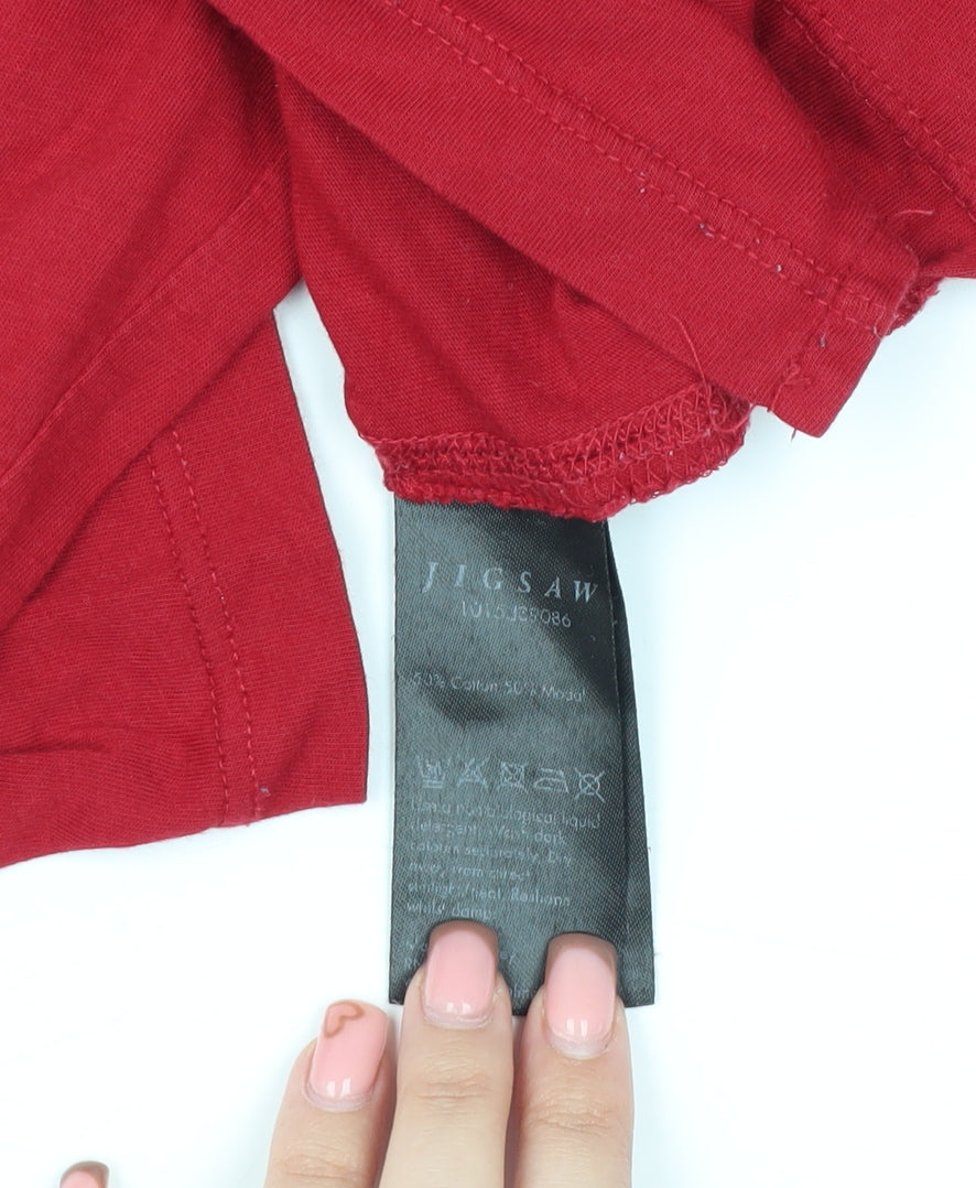 Jigsaw Women's Red Long Sleeve Basic T-Shirt L
