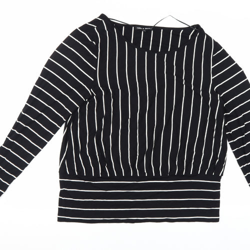 Cable & Gauge Women's Black Striped Blouse XL