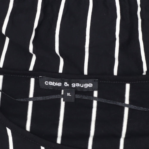 Cable & Gauge Women's Black Striped Blouse XL