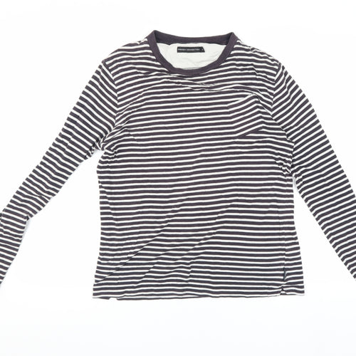 French Connection Women's Striped T-Shirt, M, Black Cotton
