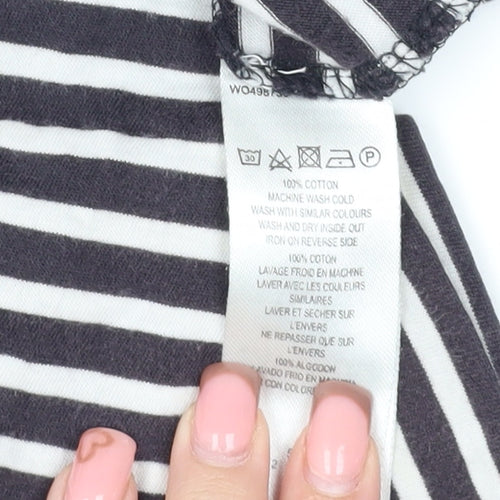French Connection Women's Striped T-Shirt, M, Black Cotton