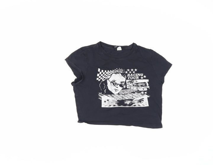 DIVIDED Women's Black T-Shirt, Size 12, Short Sleeve