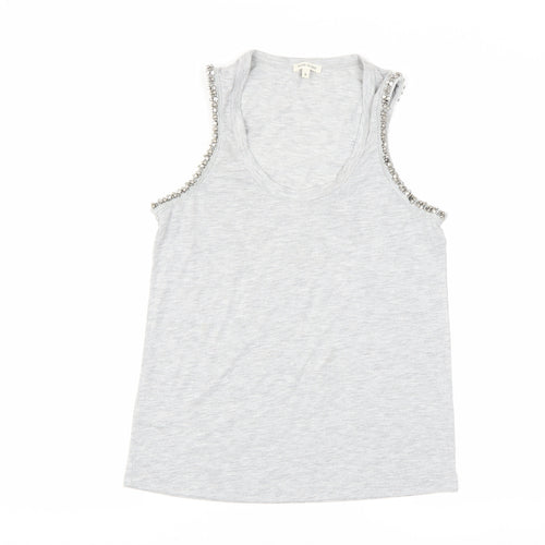 River Island Women's Grey Beaded Tank Top Size 6