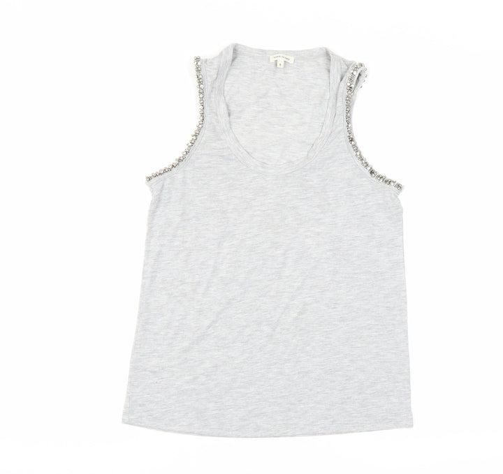 River Island Women's Grey Beaded Tank Top Size 6