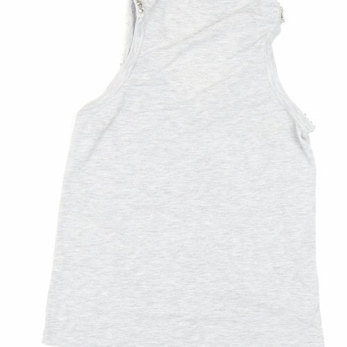 River Island Women's Grey Beaded Tank Top Size 6
