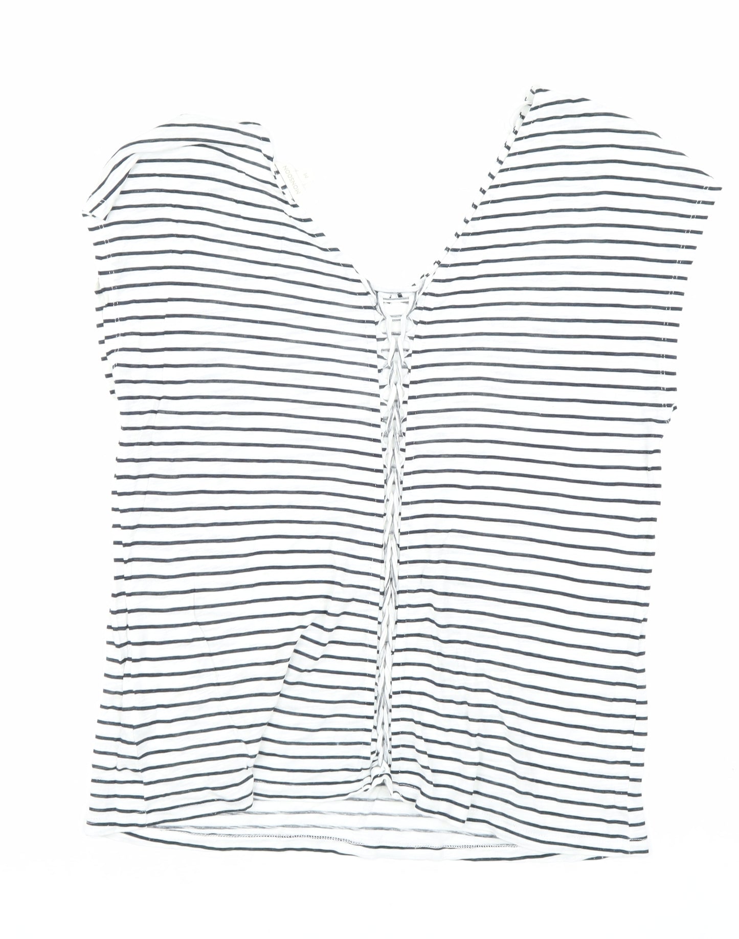 Monsoon Womens White Striped T-Shirt V-Neck Medium
