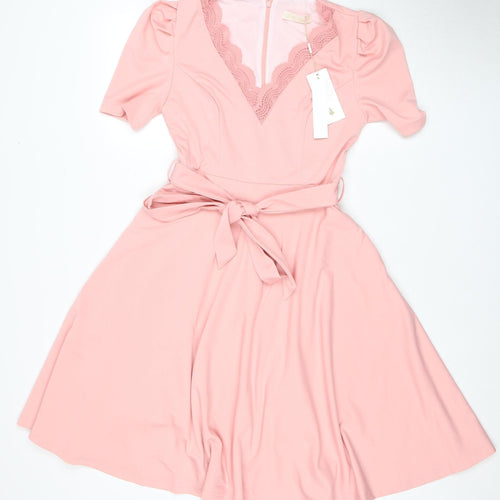 Belle Poque Women’s Pink Short Sleeve Dress S