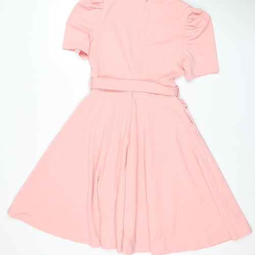 Belle Poque Women’s Pink Short Sleeve Dress S
