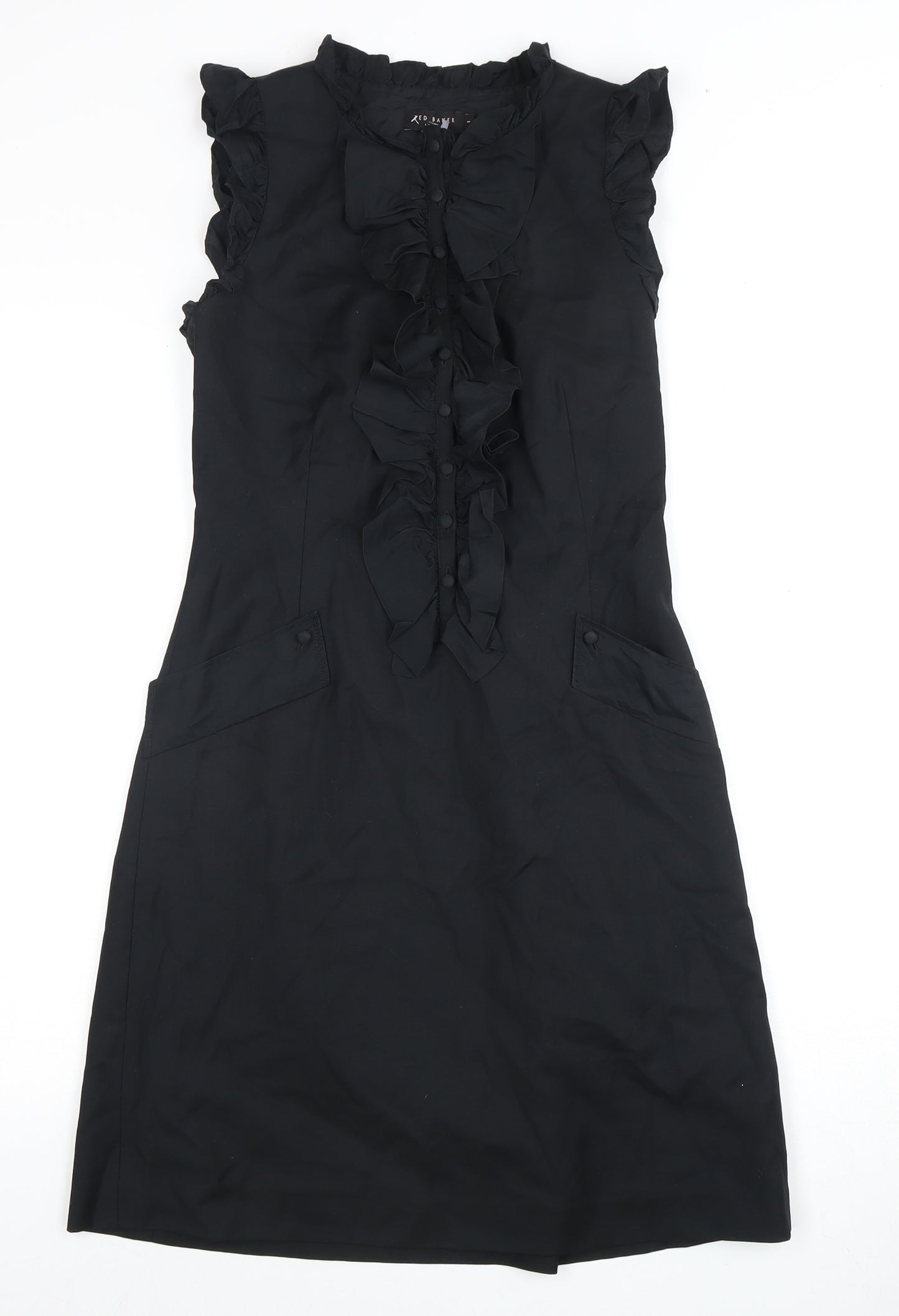 Ted Baker Women's Black Sleeveless Dress with Ruffles