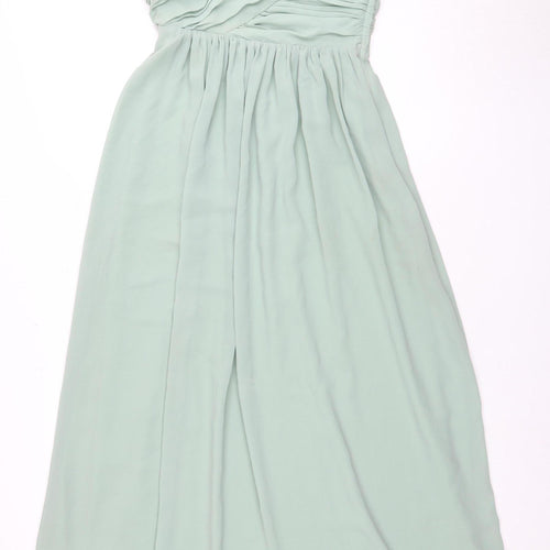 H&M Women's Green Asymmetric Midi Dress Size 8