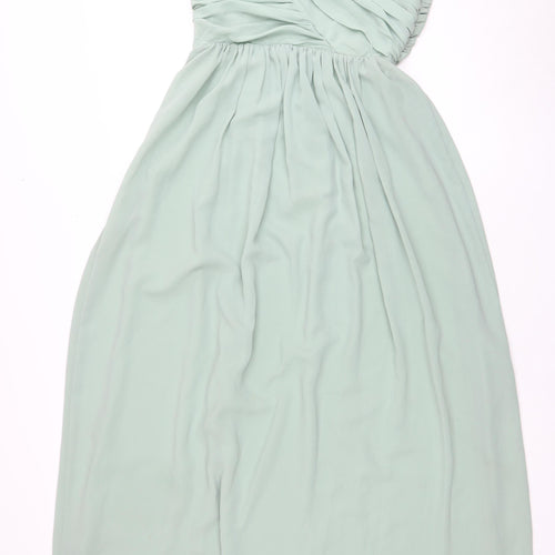 H&M Women's Green Asymmetric Midi Dress Size 8