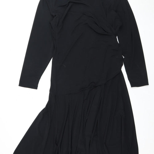 St Michael Black Long Sleeve Dress, Size 14