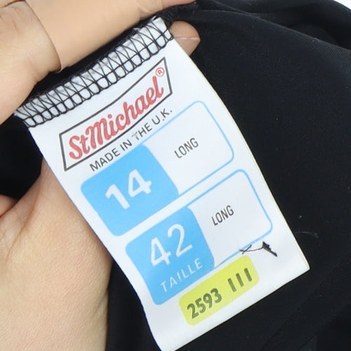 St Michael Black Long Sleeve Dress, Size 14