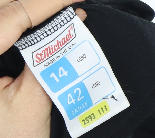 St Michael Black Long Sleeve Dress, Size 14