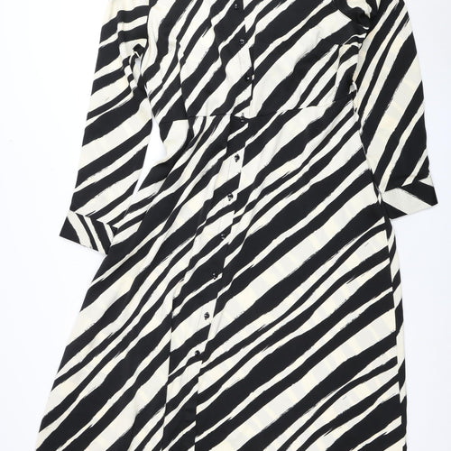 New Look Women’s Black Striped Long Sleeve Dress Size 16