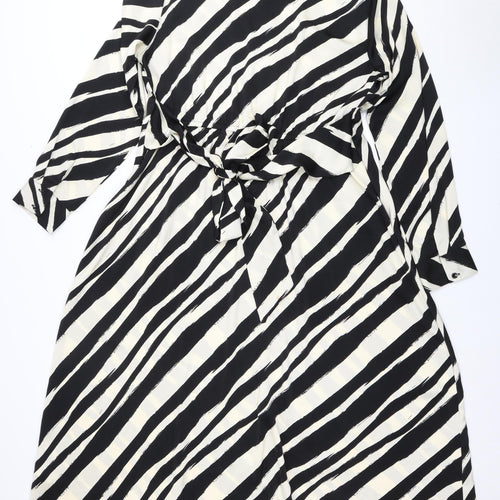 New Look Women’s Black Striped Long Sleeve Dress Size 16