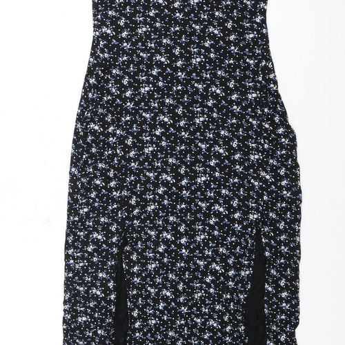 PRETTYLITTLETHING Women's Black Floral Long Dress Size 10